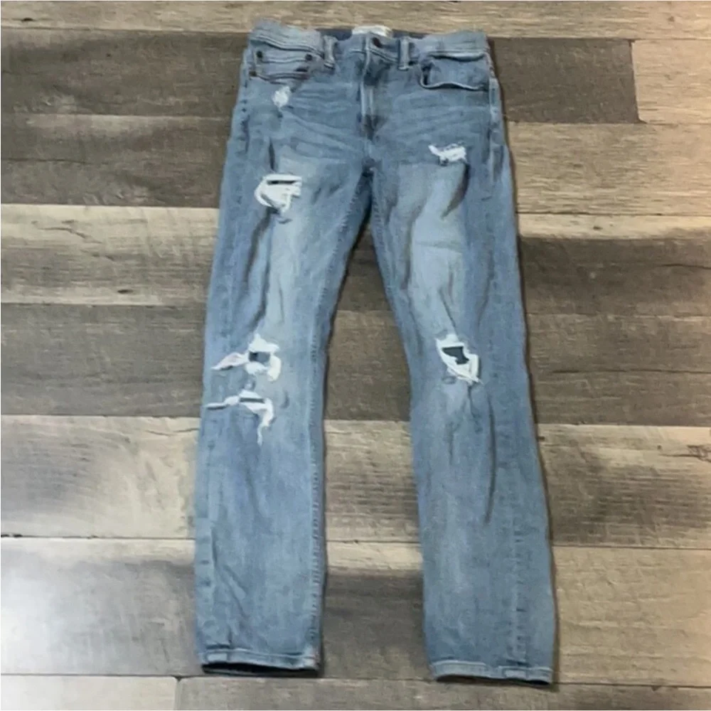 2 pairs authentic Abercrombie & Fitch distressed super Skinny jeans boys 15/16
